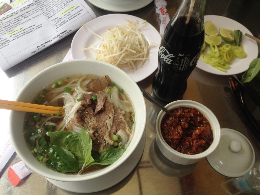 Pho (beef with noodles) with sauteed spices - a classic 